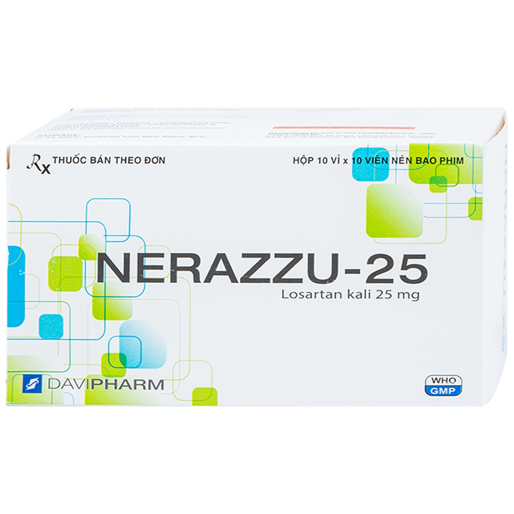 Thuốc Nerazzu - 25 DaviPharm điều trị tăng huyết áp vô căn, bệnh thận (10 vỉ x 10 viên)