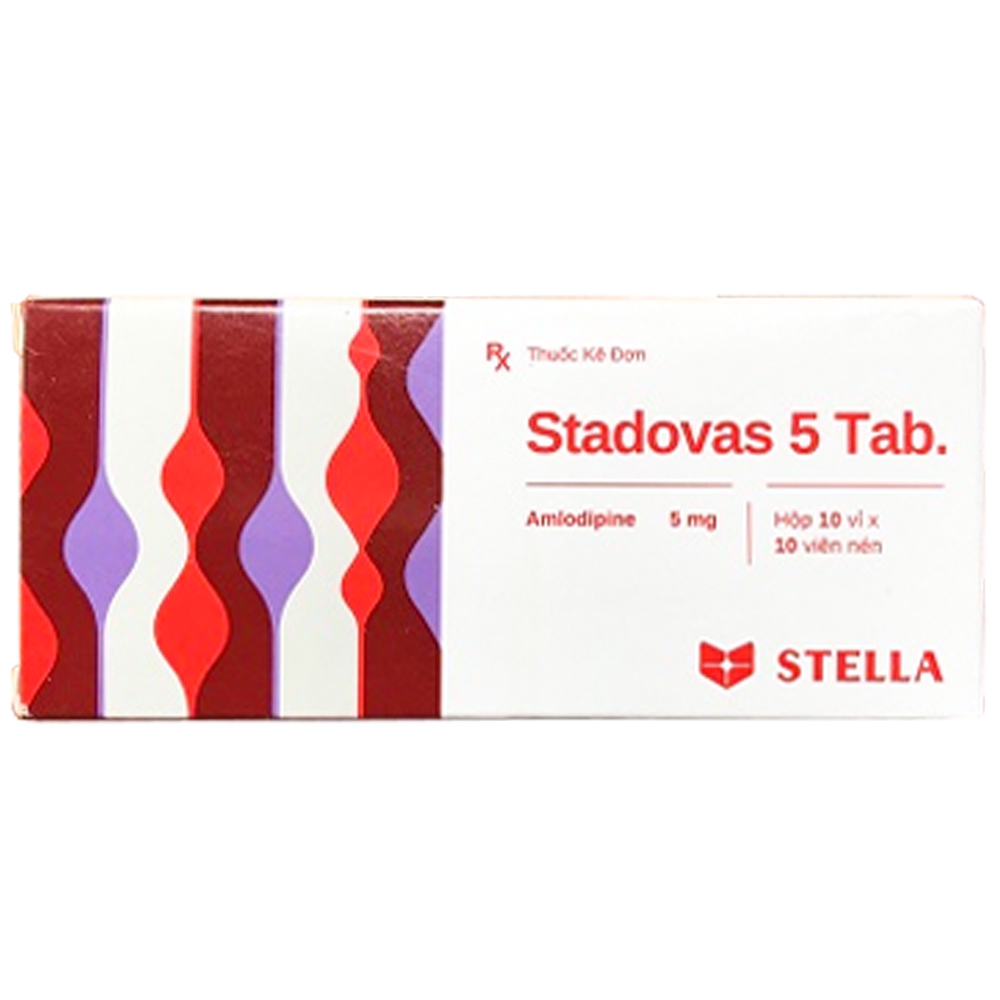 Thuốc Stadovas 5 Tab Stella điều trị tăng huyết áp, đau thắt ngực ổn định mạn tính (10 vỉ x 10 viên)