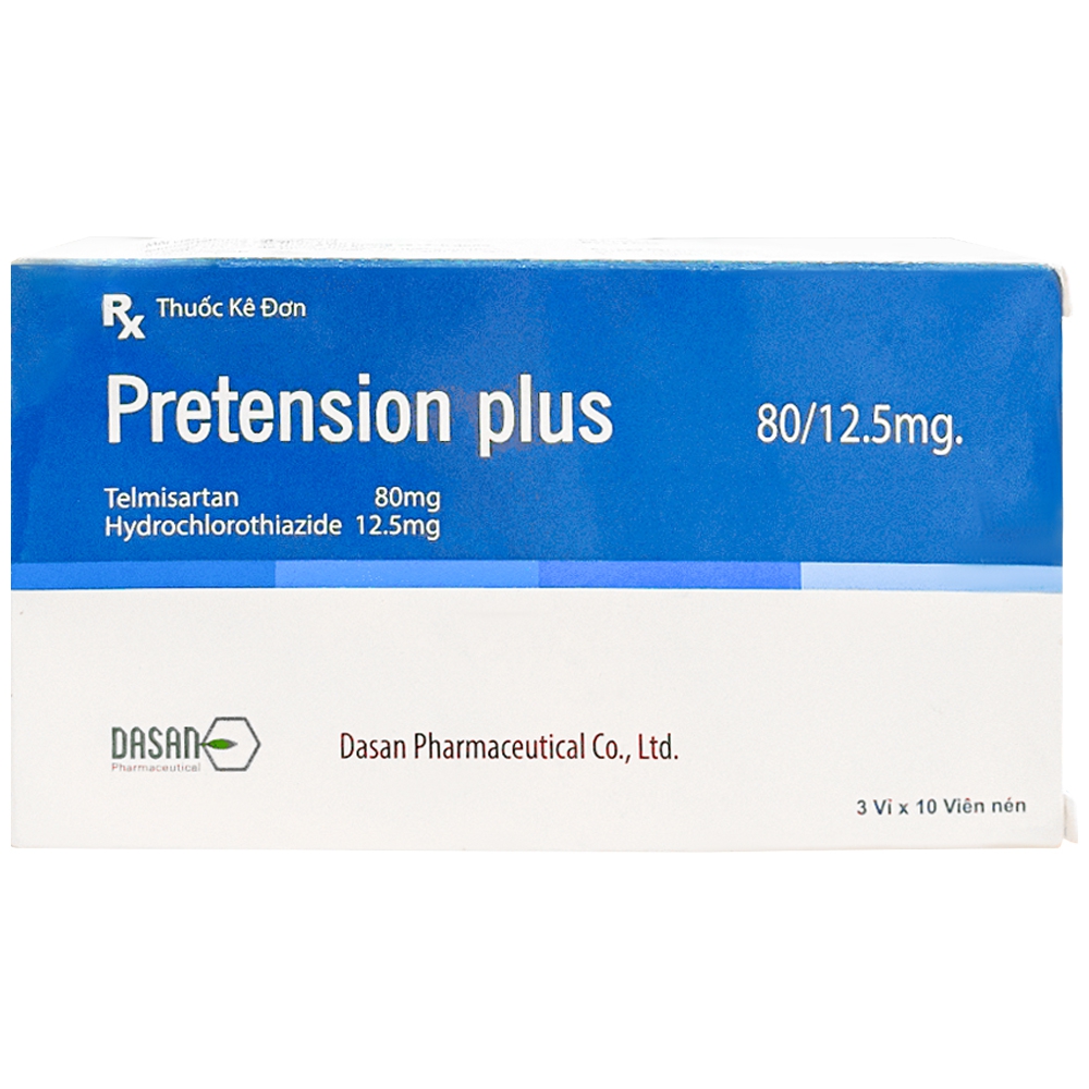 Thuốc Pretension Plus 80/12.5mg Dasan điều trị cao huyết áp (3 vỉ x 10 viên)