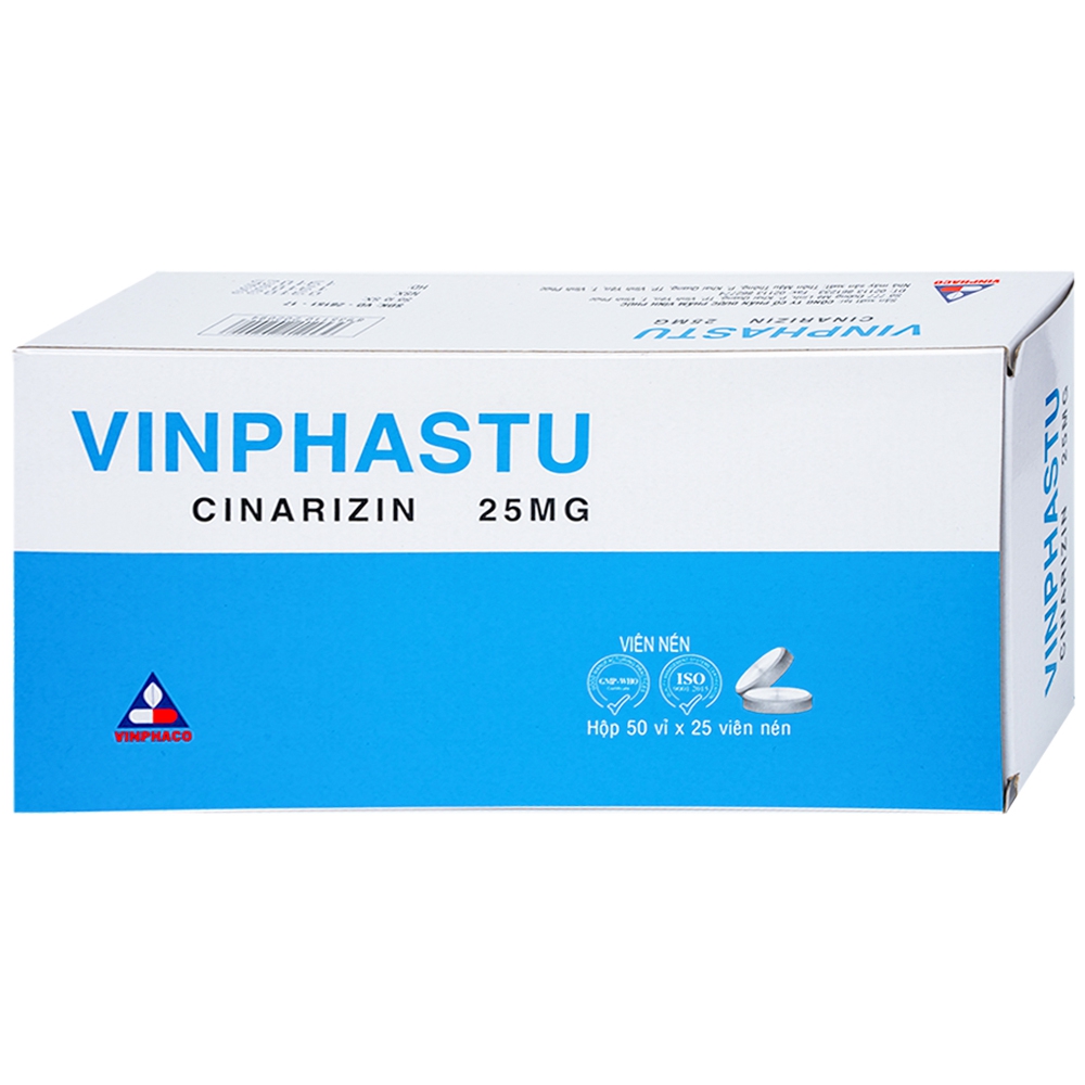 Thuốc Vinphastu 25mg Vinphaco phòng say tàu xe, chứng đau nửa đầu (50 vỉ x 25 viên)