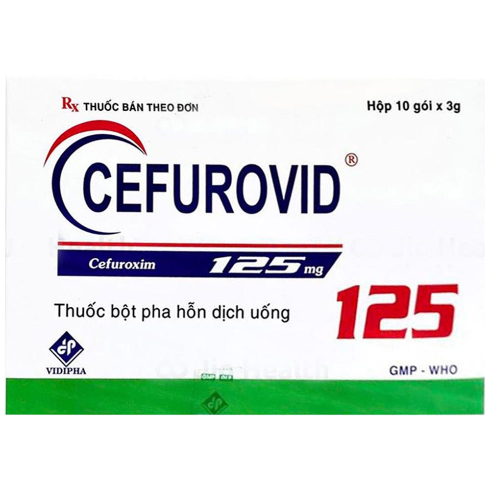 Bột pha uống Cefurovid Cefuroxim 125mg Vidipha điều trị viêm nhiễm hô hấp, nhiễm khuẩn da, mô mềm (10 gói x 3g)