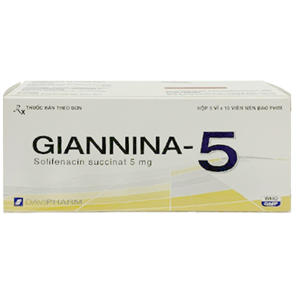 Thuốc Giannina 5 DaviPharm điều trị triệu chứng tiểu không tự chủ, tiểu són (6 vỉ x 10 viên)