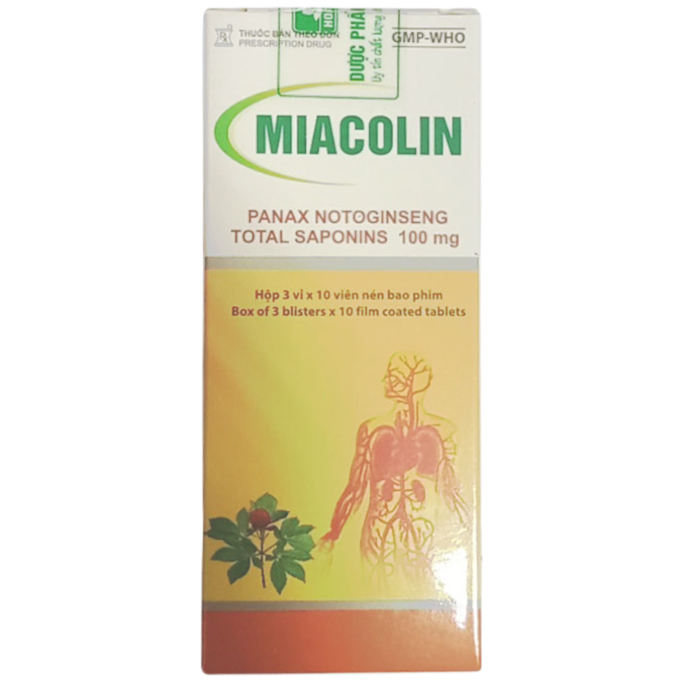 Thuốc Miacolin Hoa Linh điều trị đột quỵ, liệt nửa người, nhồi máu não do xơ vữa động mạch và huyết khối (3 vỉ x 10 viên)