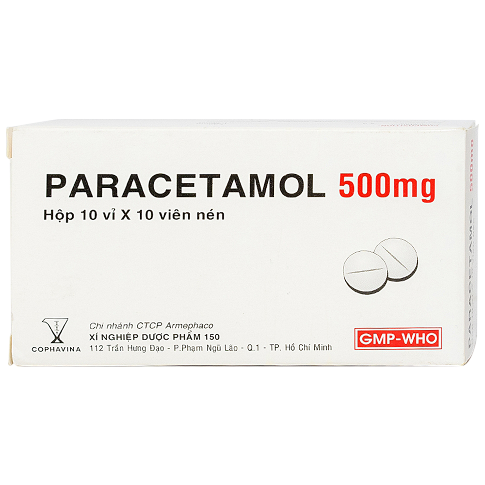 Thuốc Paracetamol 500mg Armephaco giảm đau, hạ sốt (10 vỉ x 10 viên)