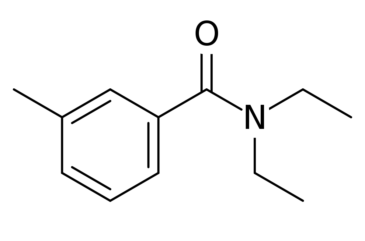 Công thức hóa học của Diethyltoluamide là C12H17NO