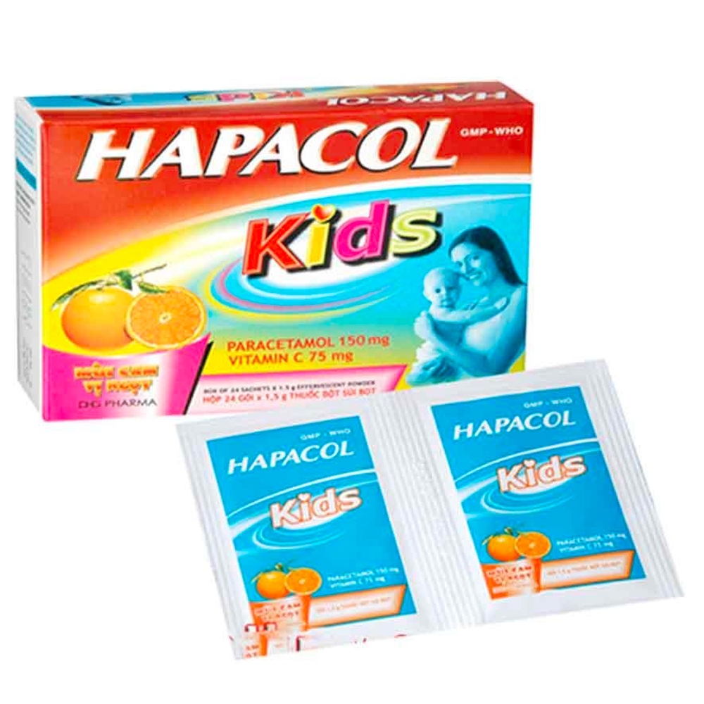 Bột Hapacol Kids 150 DHG giảm đau, hạ sốt (24 gói)