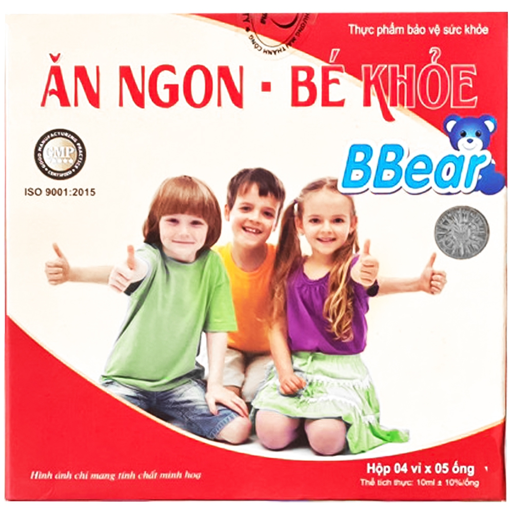 Dung dịch Ăn Ngon - Bé Khỏe BBear hỗ trợ tăng cường tiêu hóa, giúp ăn ngon (4 vỉ x 5 ống)