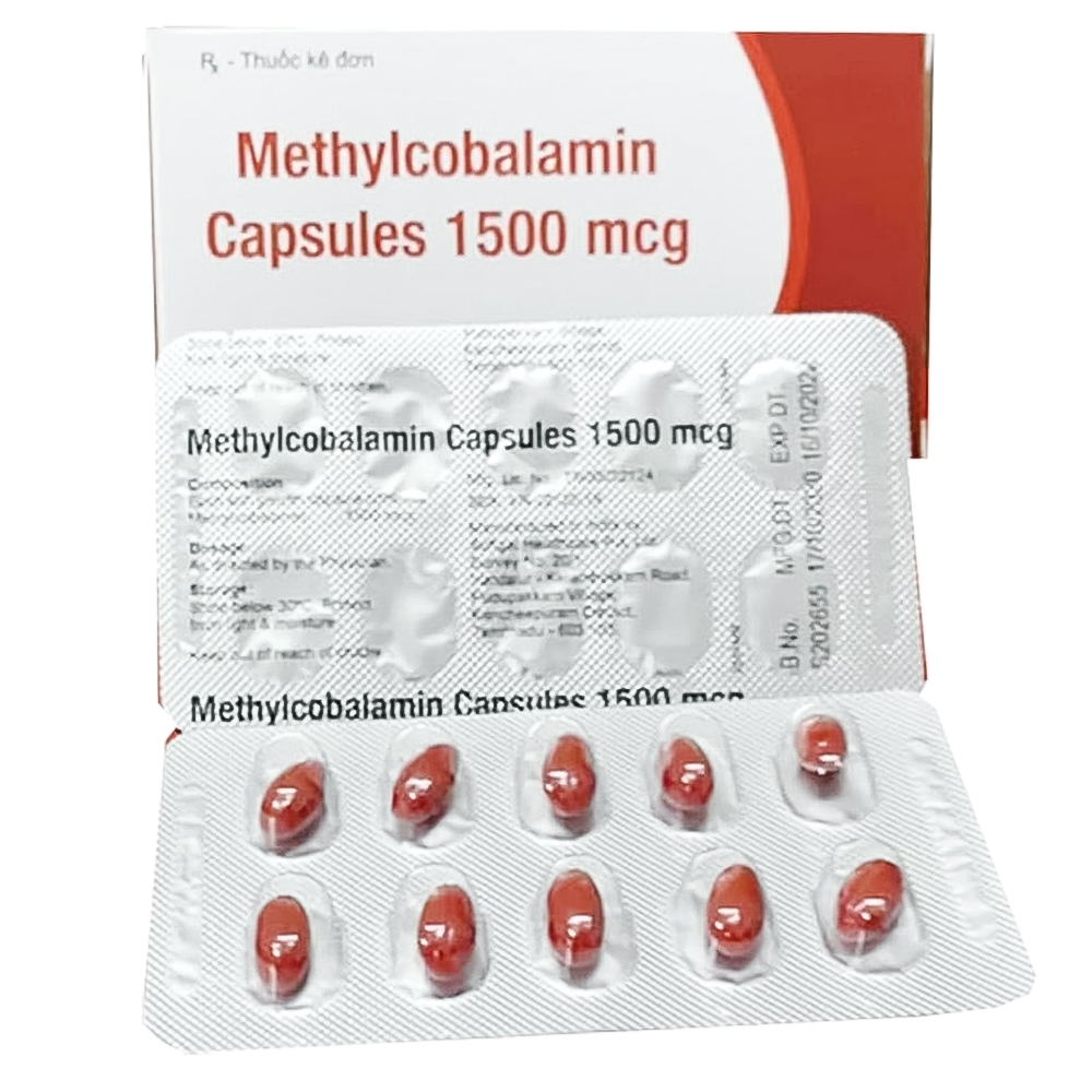 Thuốc Methylcobalamin Capsules 1500mcg Softgel điều trị bệnh lý thần kinh ngoại biên (3 vỉ x 10 viên)