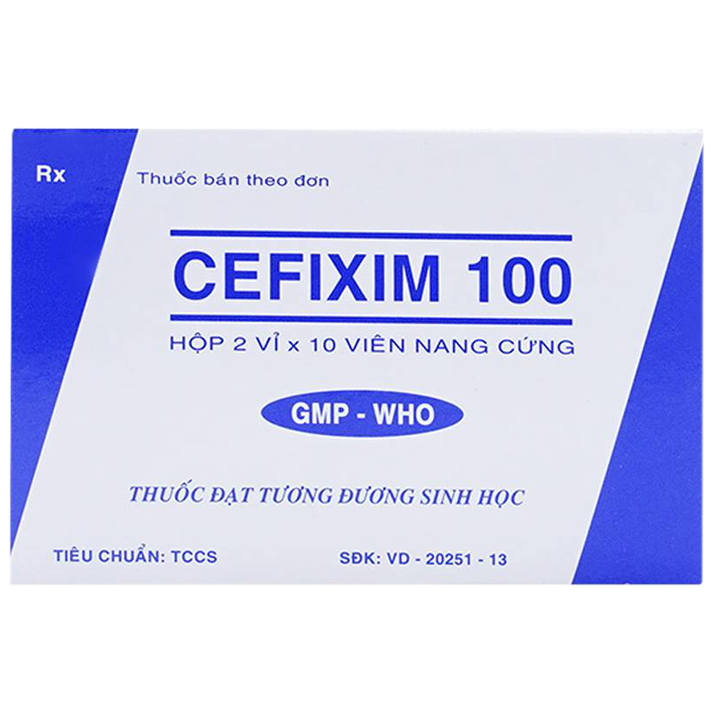 Thuốc Cefixim 100mg Vidipha điều trị viêm tai giữa, viêm họng, nhiễm trùng (2 vỉ x 10 viên)