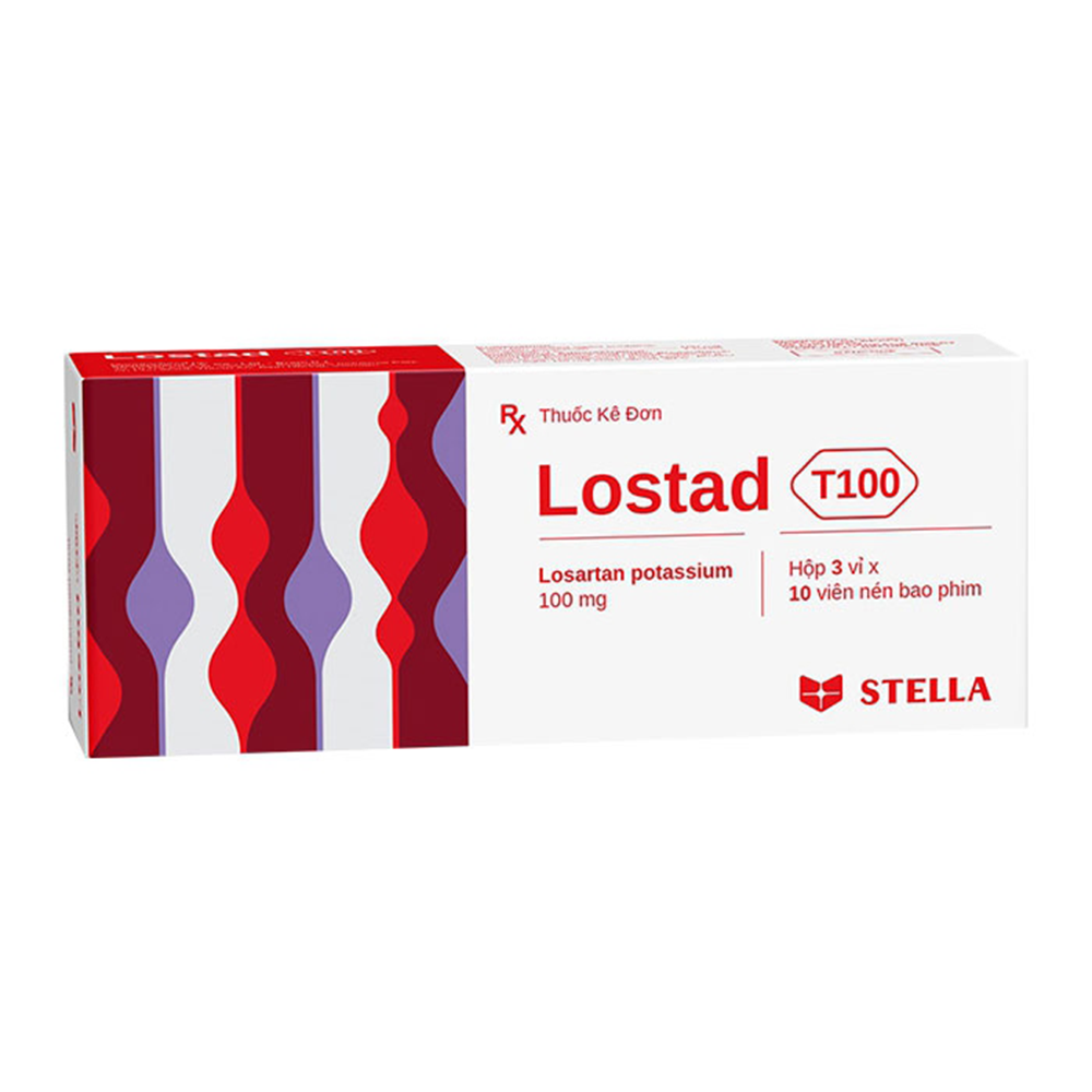 Thuốc Lostad T100 Stella điều trị tăng huyết áp, giảm nguy cơ tim mạch (3 vỉ x 10 viên)