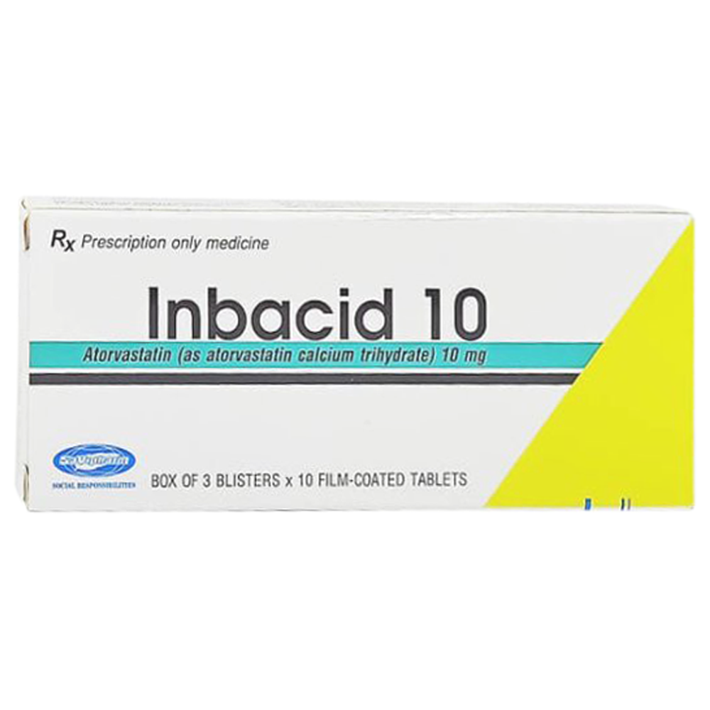 Thuốc Inbacid 10 Savi điều trị tăng lipid máu, dự phòng biến cố tim mạch (3 vỉ x 10 viên)