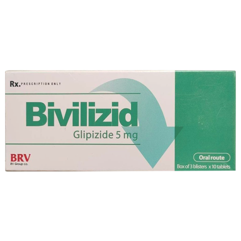 Thuốc Bivilizid Glipizide 5mg BRV hỗ trợ chế độ ăn kiêng, kiểm soát đường huyết (3 vỉ x 10 viên)