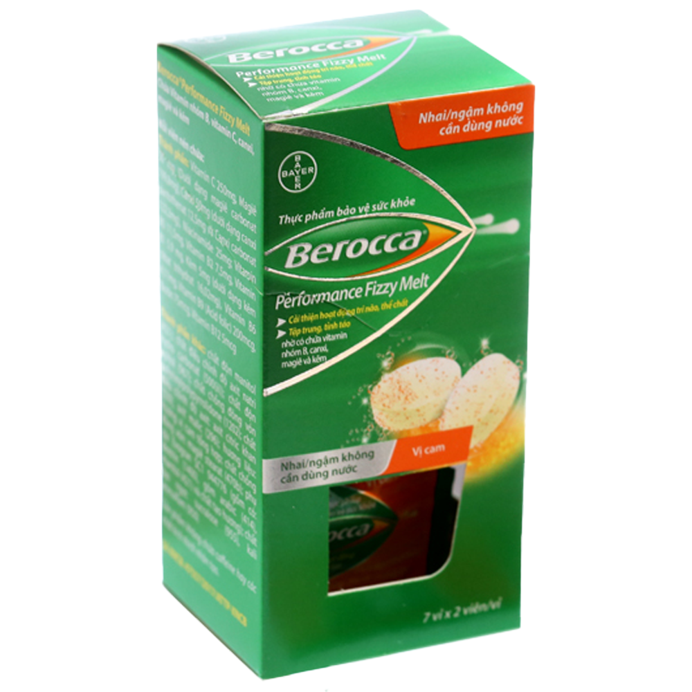 Viên sủi Berocca Bayer bổ sung vitamin C, các vitamin nhóm B và kẽm (2 vỉ x 7 viên)