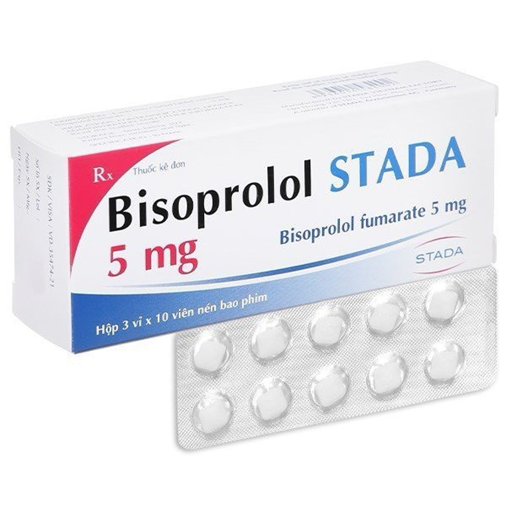 Thuốc Bisoprolol Stada 5mg điều trị tăng huyết áp, đau thắt ngực (3 vỉ x 10 viên)