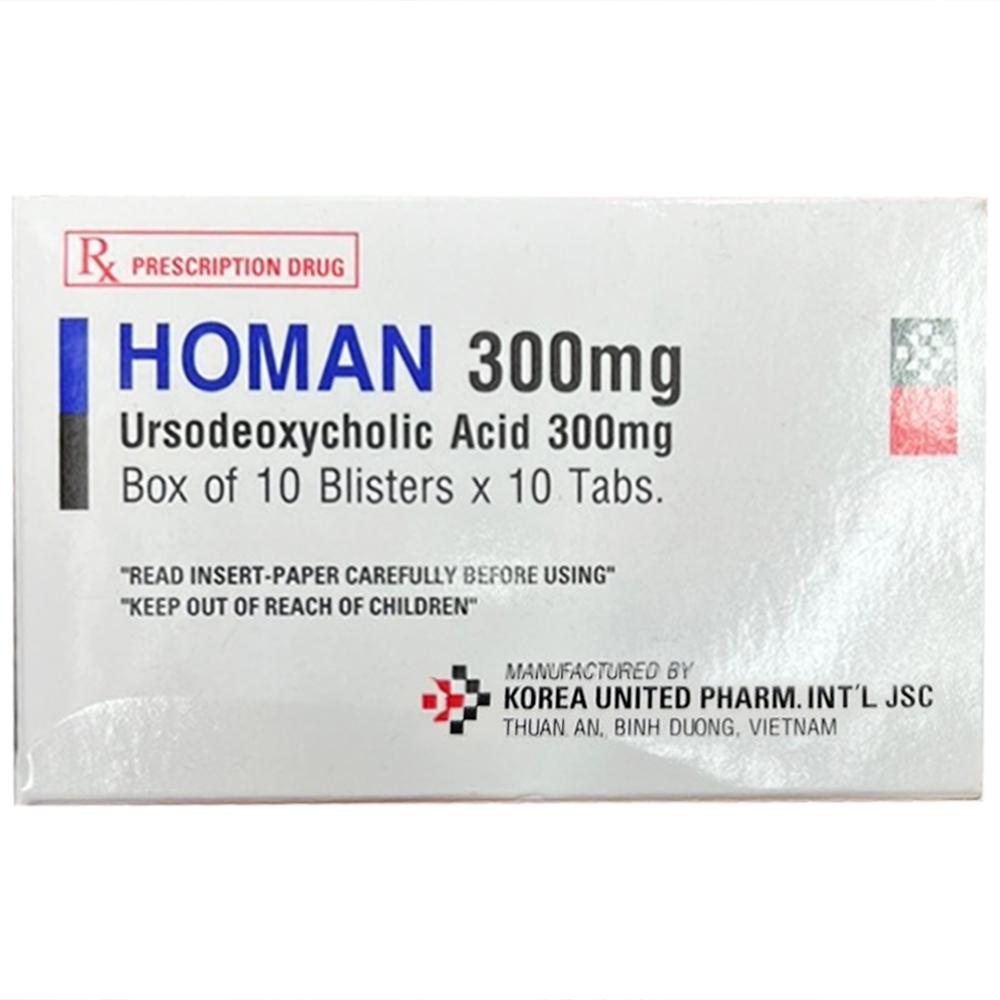 Thuốc Homan 300mg Korea United điều trị xơ gan ứ mật nguyên phát (10 vỉ x 10 viên)