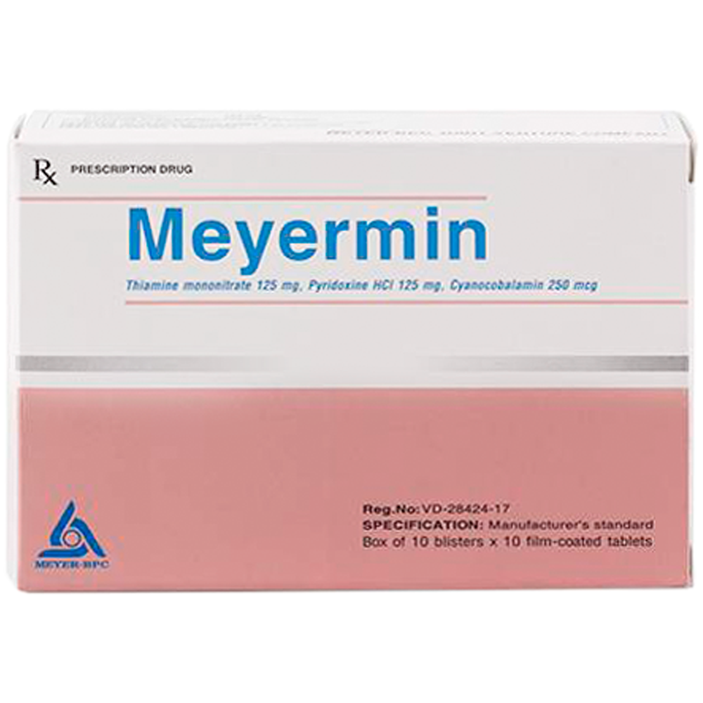 Thuốc Meyermin Meyer-BPC dự phòng và điều trị thiếu vitamin nhóm B (10 vỉ x 10 viên)