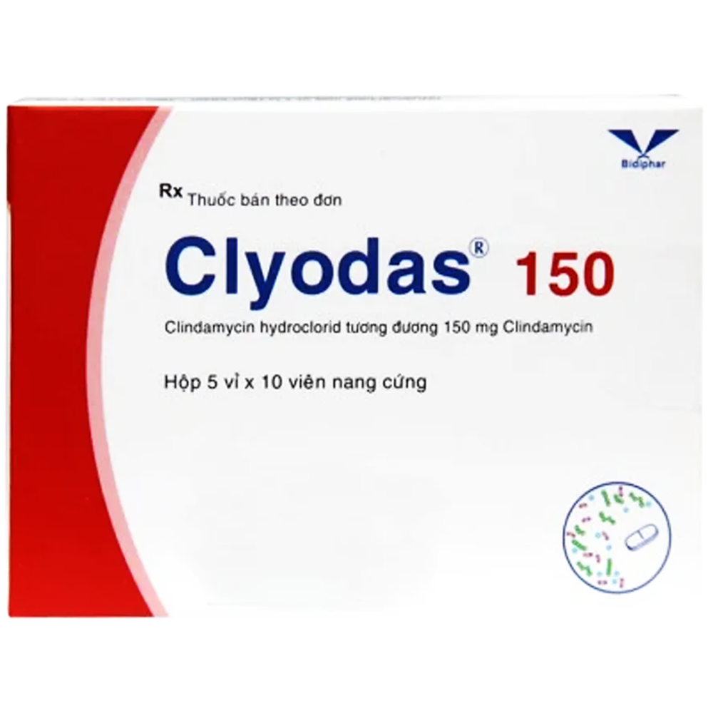 Thuốc Clyodas 150 Bidiphar điều trị các nhiễm khuẩn nặng, tai mũi họng, viêm phế quản (5 vỉ x 10 viên)