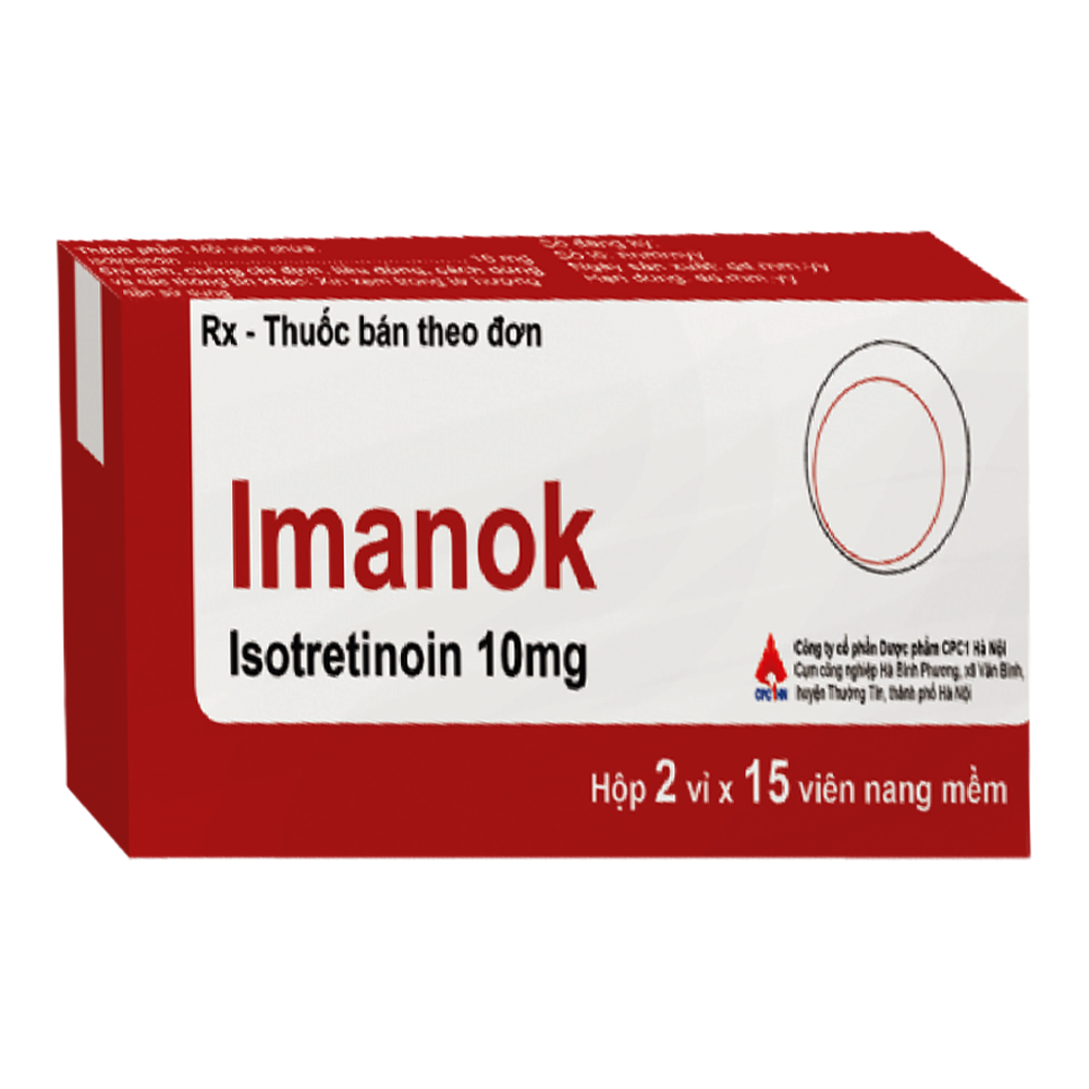 Thuốc Imanok Isotretinoin 10mg CPC1HN điều trị mụn trứng cá nặng (2 vỉ x 15 viên)