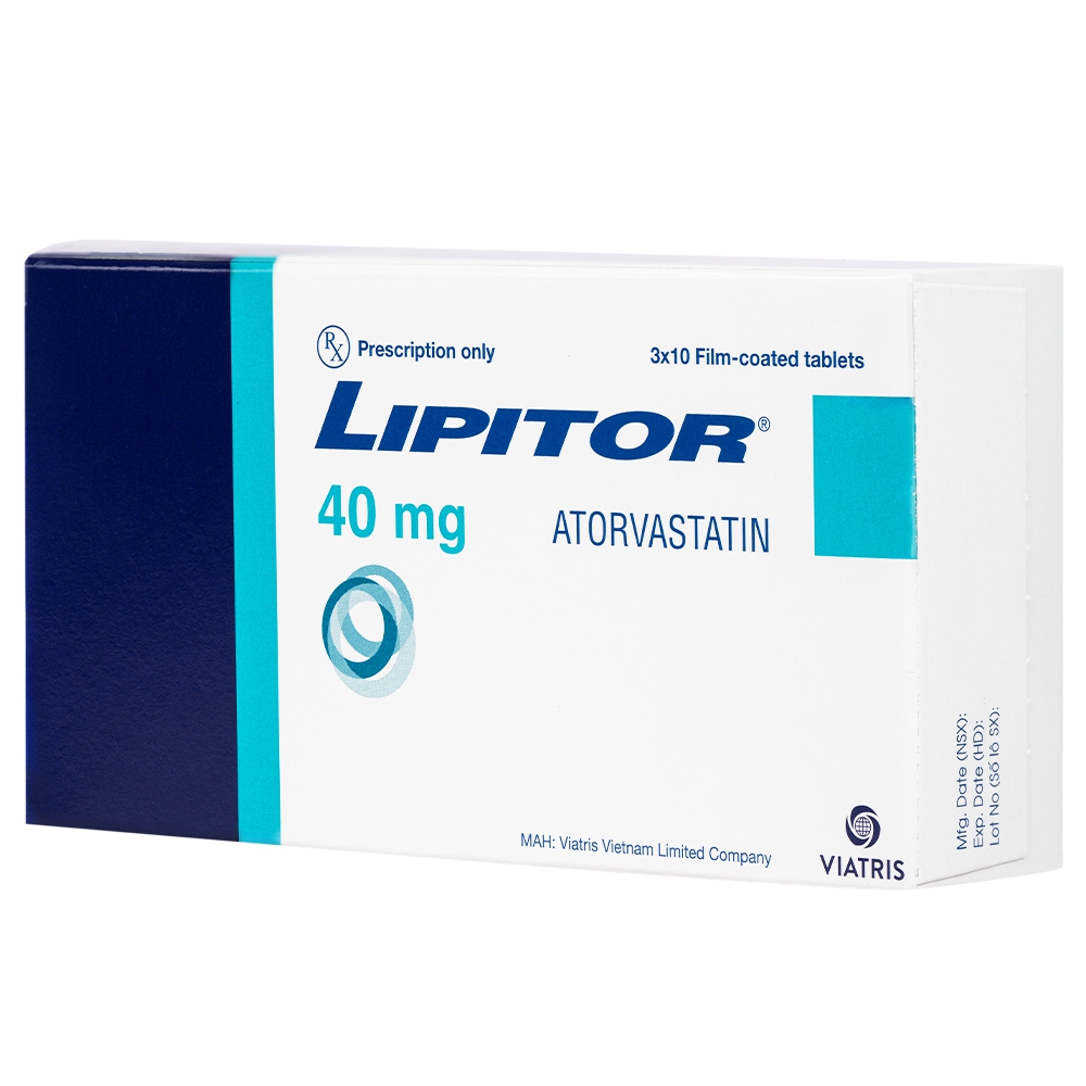 Viên nén Lipitor 40mg Pfizer điều trị tăng cholesterol toàn phần (3 vỉ x 10 viên) 