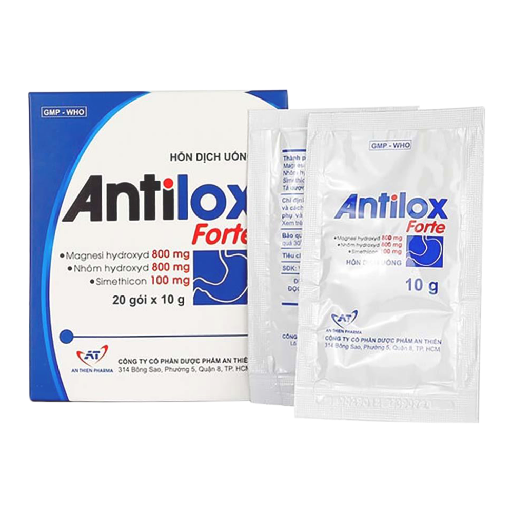 Hỗn dịch uống Antilox Plus 10g An Thiên điều trị viêm loét dạ dày, tá tràng (20 gói)