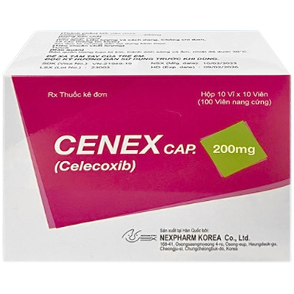 Thuốc Cenex Cap 200mg Nexpharm Korea điều trị thoái hóa khớp, viêm khớp dạng thấp (10 vỉ x 10 viên)