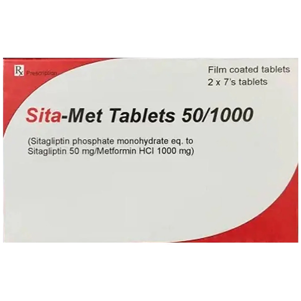 Thuốc Sita-Met Tablets 50/1000 Ccl điều trị đái tháo đường tuýp 2 (2 vỉ x 7 viên)