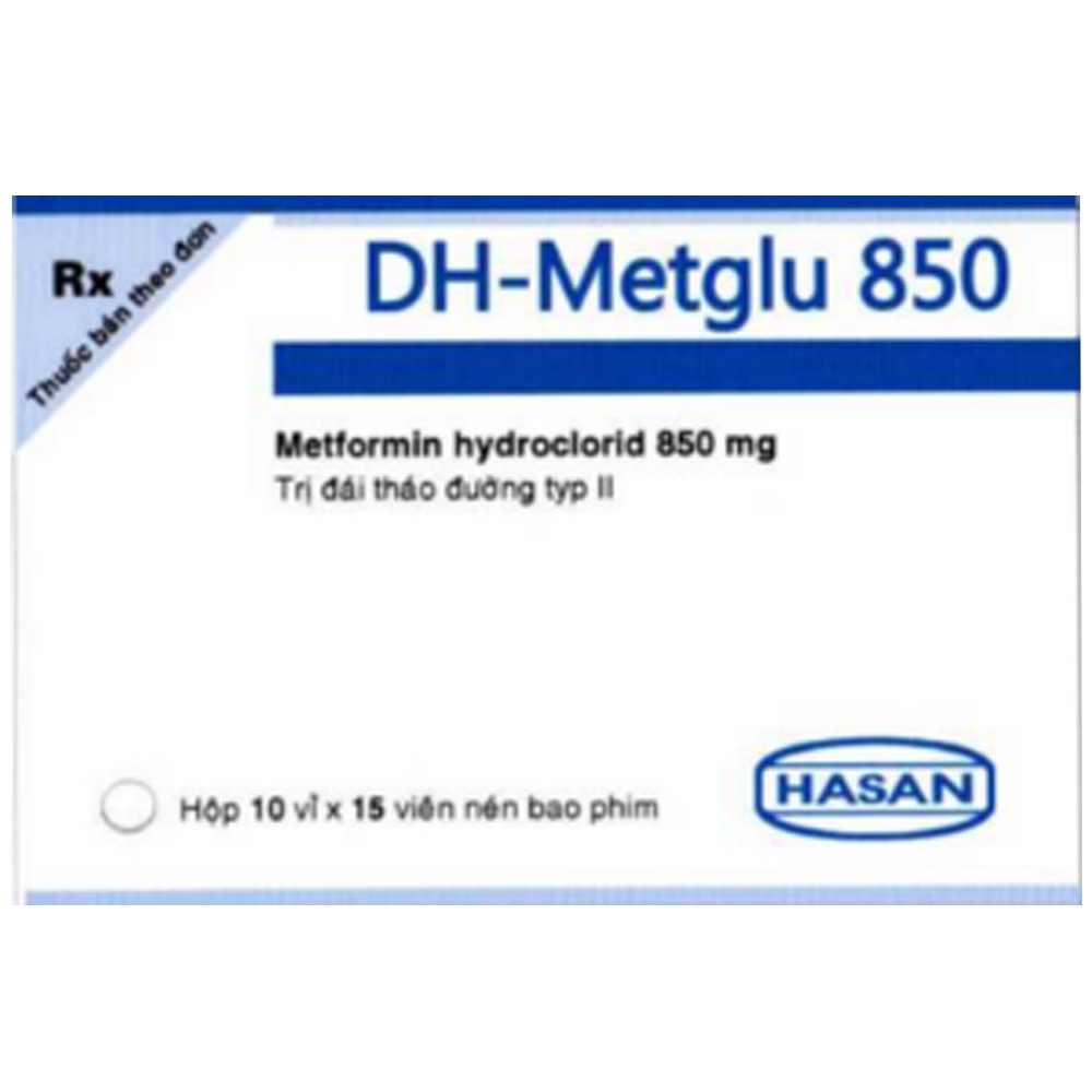 Thuốc DH - Metglu 850 Hasan điều trị bệnh đái tháo đường tuýp 2 (10 vỉ x 15 viên)