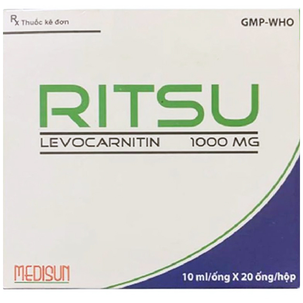 Thuốc Ritsu Medisun điều trị thiếu hụt carnitin nguyên phát và thứ phát (20 ống x 10ml)