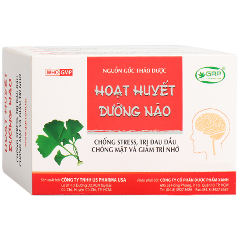 Thuốc Hoạt Huyết Dưỡng Não GRP giảm đau đầu, chóng mặt, giảm trí nhớ (2 vỉ x 10 viên)