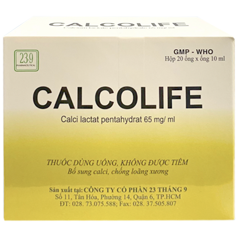 Hỗn dịch uống Calcolife 65mg/ml bổ sung canxi, chống loãng xương (20 ống x 10ml)