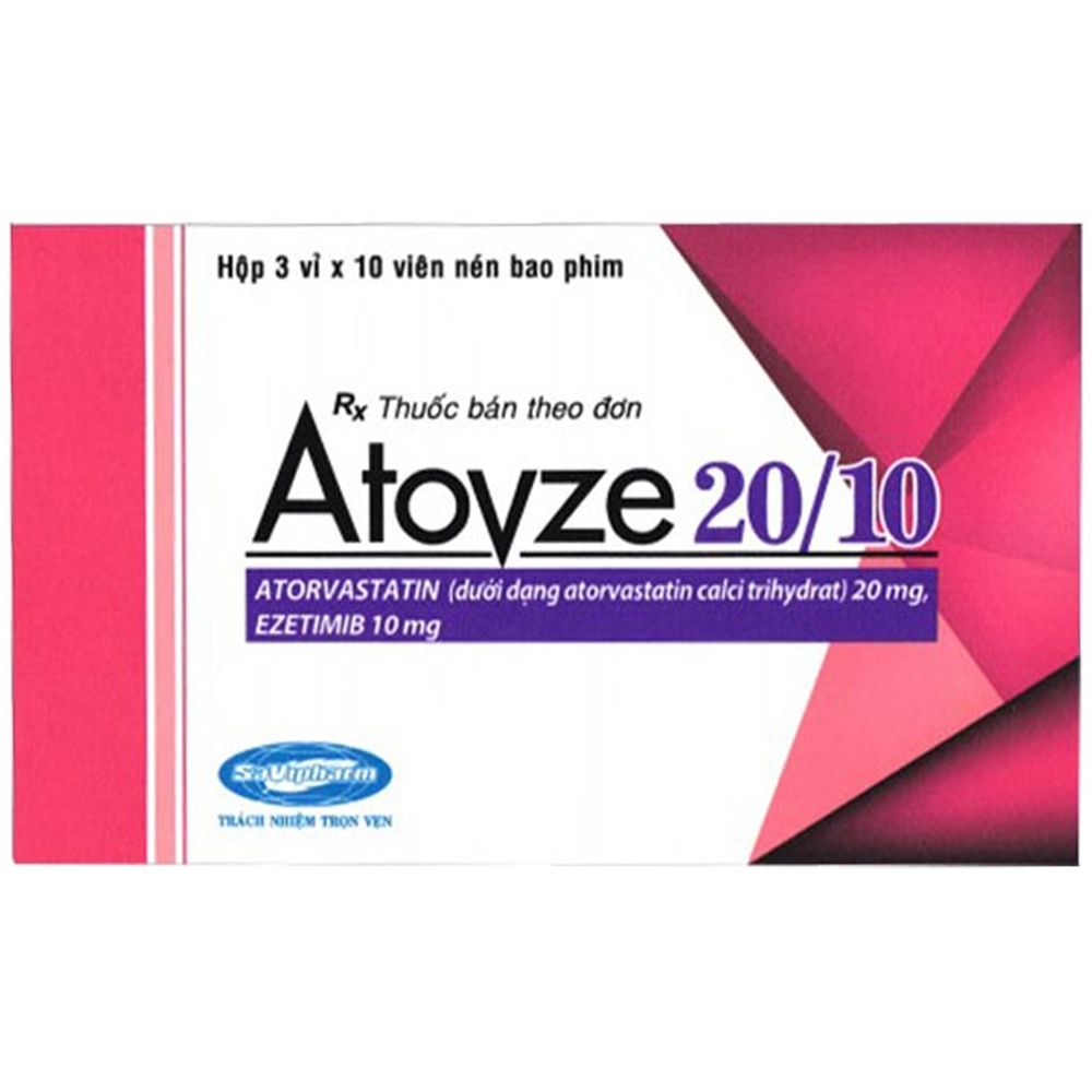 Thuốc Atovze 20/10 Savi điều trị tăng cholesterol máu nguyên phát (3 vỉ x 10 viên)