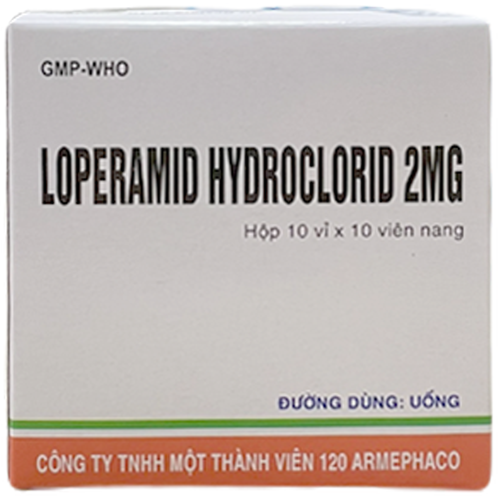 Thuốc Loperamid Hydroclorid 2mg Armephaco điều trị tiêu chảy (10 vỉ x 10 viên)