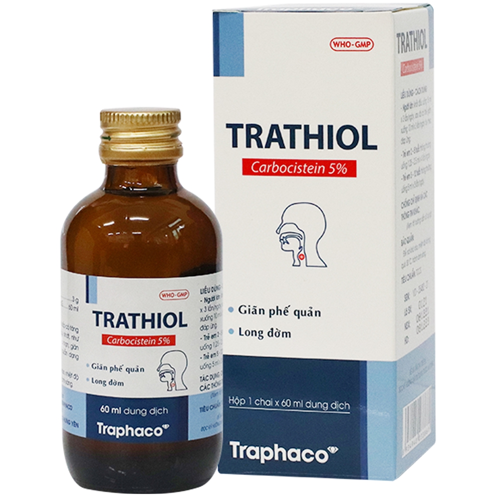 Dung dịch Trathiol Traphaco giãn phế quản, long đờm (60ml)