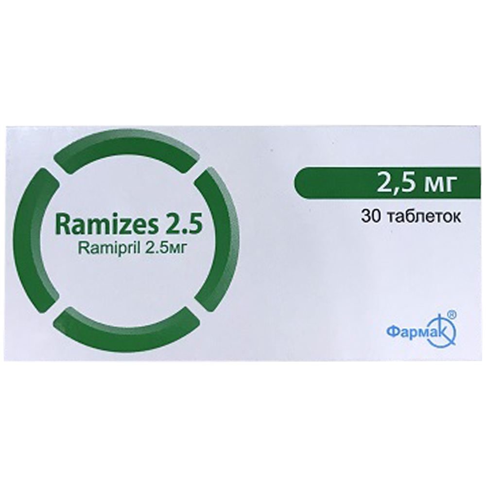 Thuốc Ramizes 2.5 Farmak điều trị tăng huyết áp (3 vỉ x 10 viên)