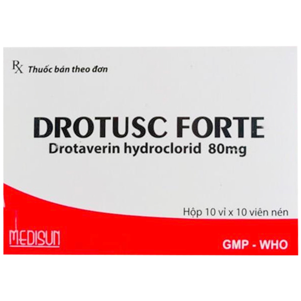 Thuốc Drotusc Forte Medisun điều trị co thắt dạ dày - ruột, hội chứng ruột bị kích thích (10 vỉ x 10 viên)