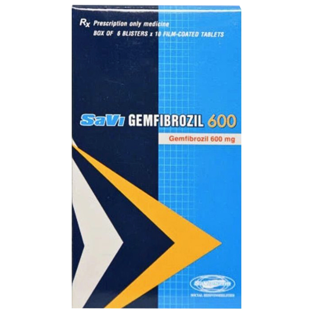 Thuốc SaVi Gemfibrozil 600 điều trị rối loạn mỡ máu (6 vỉ x 10 viên)