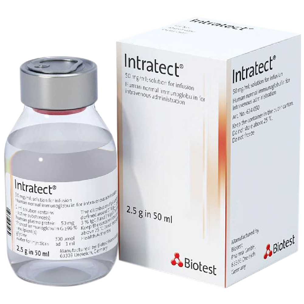 Thuốc Intratect Biotest điều trị suy giảm chức năng miễn dịch nguyên phát hay thứ phát (50ml)