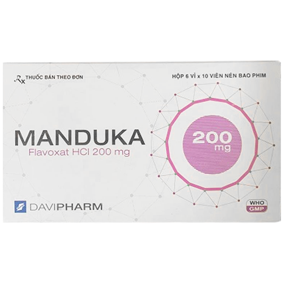 Thuốc Manduka 200mg Davipharm điều trị co thắt cơ ở đường tiết niệu, triệu chứng khó tiểu, tiểu gấp, tiểu đêm (6 vỉ x 10 viên)