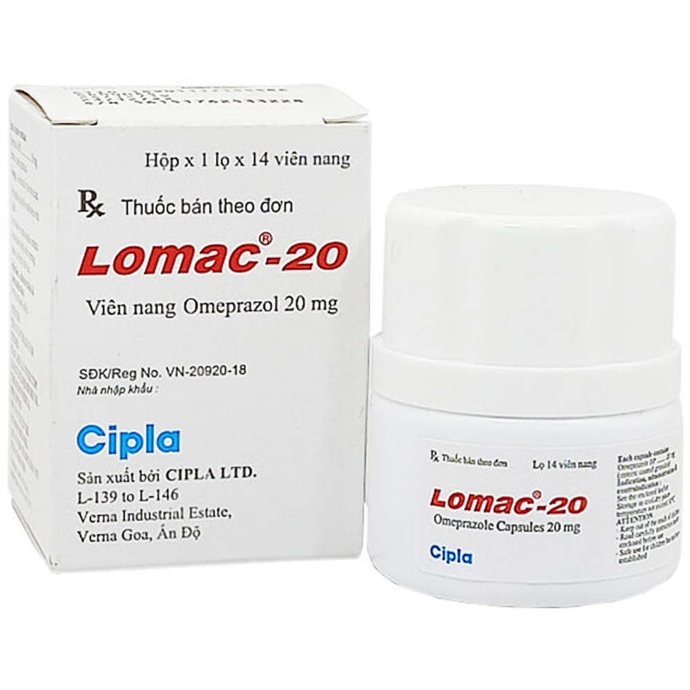 Thuốc Lomac-20 Cipla điều trị viêm loét dạ dày - tá tràng, trào ngược thực quản (14 viên)