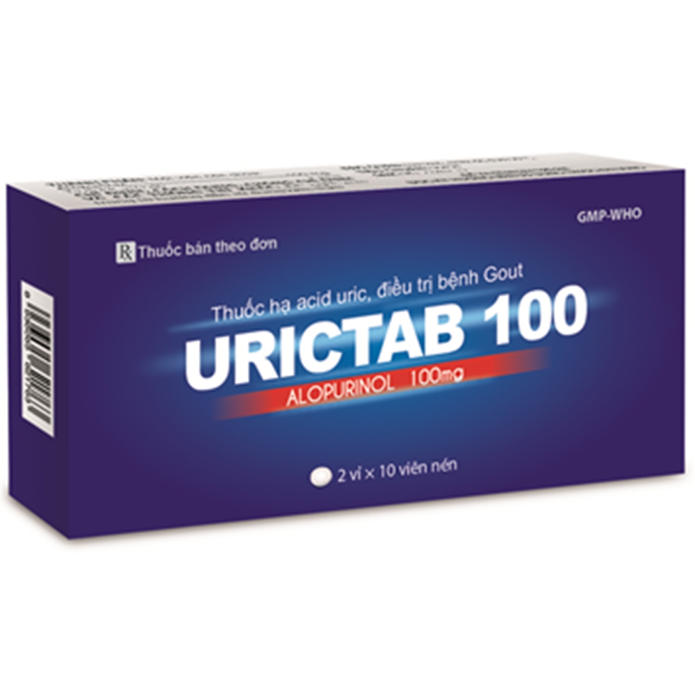 Thuốc Urictab 100 điều trị gút và các tình trạng liên quan đến tăng axit uric máu (2 vỉ x 10 viên)