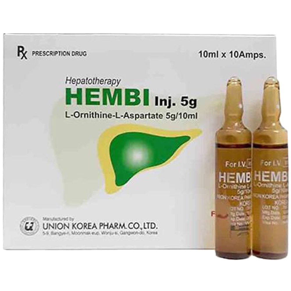 Thuốc Hembi Inj 5G Union Korea Pharm điều trị bệnh liên quan đến gan (10 ống x 10ml)