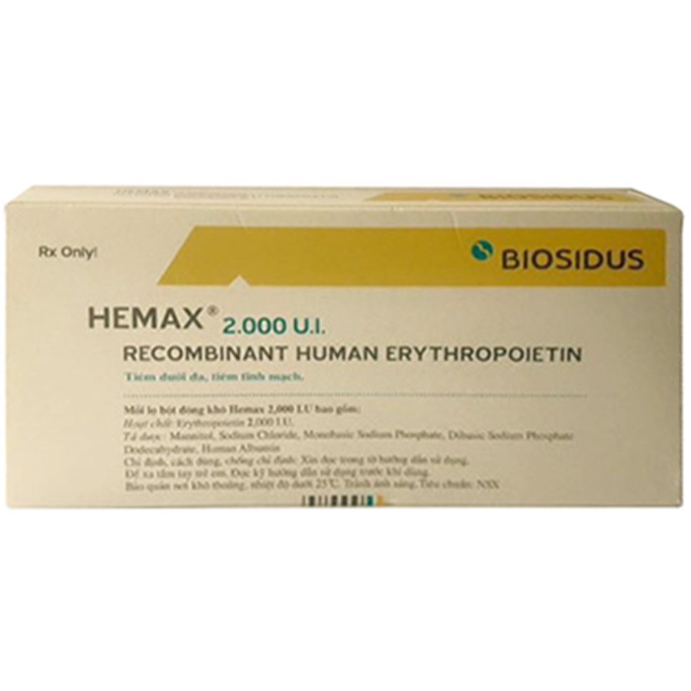 Thuốc Hemax 2.000IU Bio điều trị thiếu máu