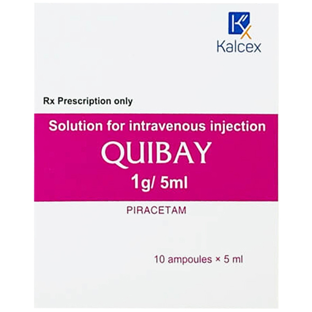 Thuốc Quibay 1g/5ml Kalcex điều trị suy giảm trí nhớ, chóng mặt, đau đầu, thiếu máu não  (10 ống x 5ml)