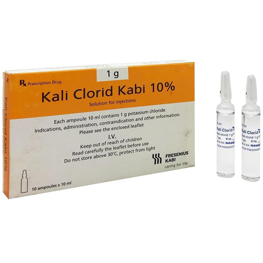 Thuốc tiêm Kali Clorid 10% Bidiphar bổ sung kali (10 ống)