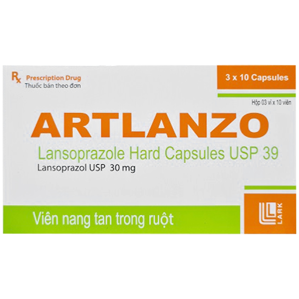 Thuốc Artlanzo Lark điều trị viêm thực quản trào ngược, hội chứng Zollinger-Ellison, loét dạ dày tá tràng (3 vỉ x 10 viên)