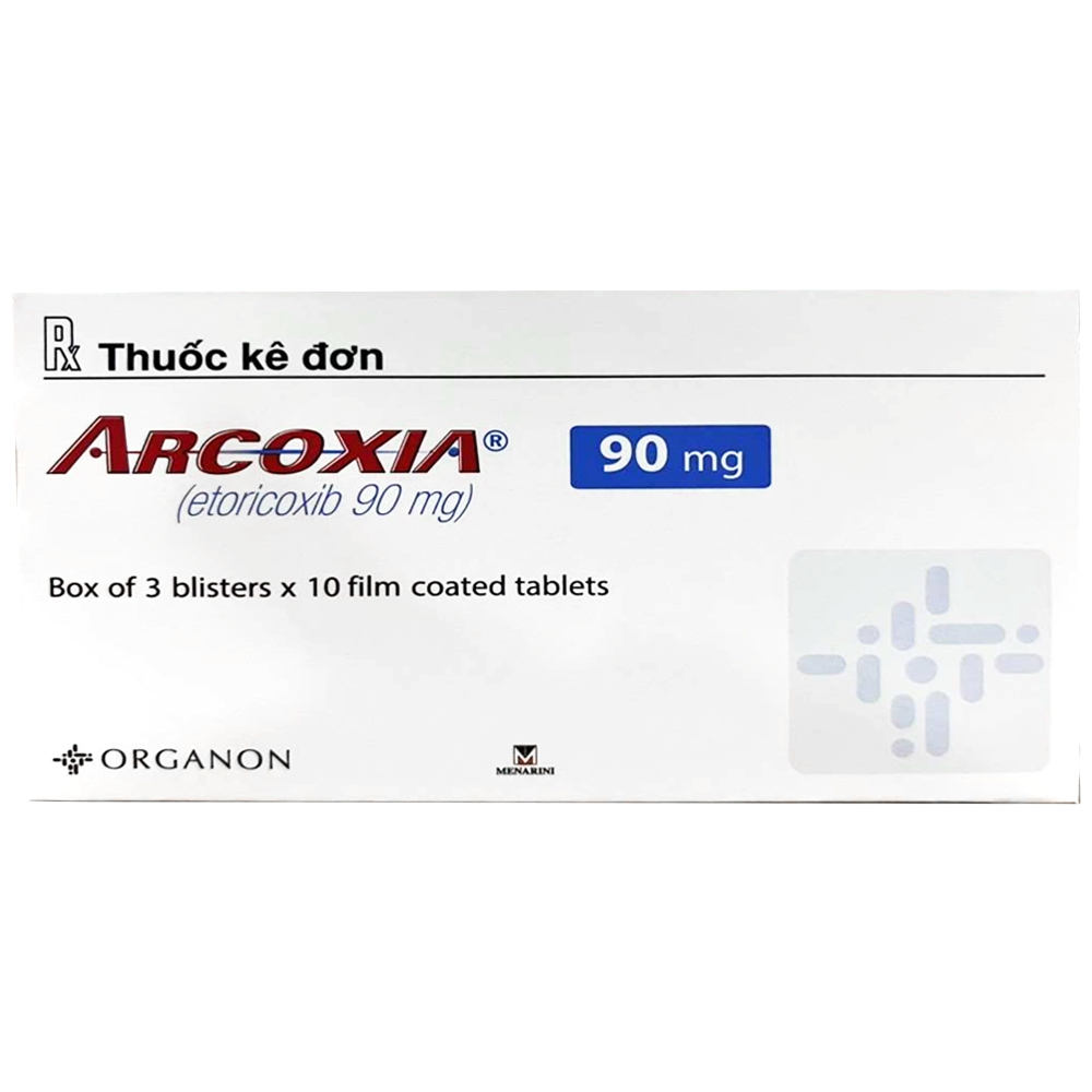 Thuốc Arcoxia 90mg Organon điều trị cấp tính và mãn tính triệu chứng viêm xương khớp (3 vỉ x 10 viên)