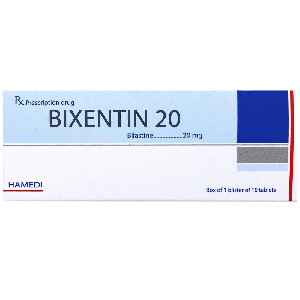 Thuốc Bixentin 20mg Hamedi điều trị viêm mũi dị ứng, mề đay vô căn mạn tính (1 vỉ x 10 viên)