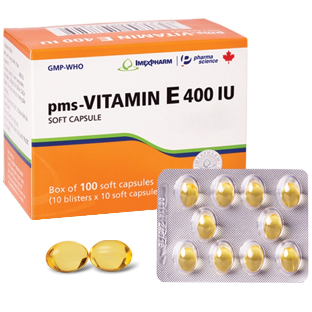 Thuốc Vitamin E 400 IU Pymepharco hỗ trợ điều trị thiếu Vitamin E, ngăn chặn tiến trình lão hóa (10 vỉ x 10 viên)