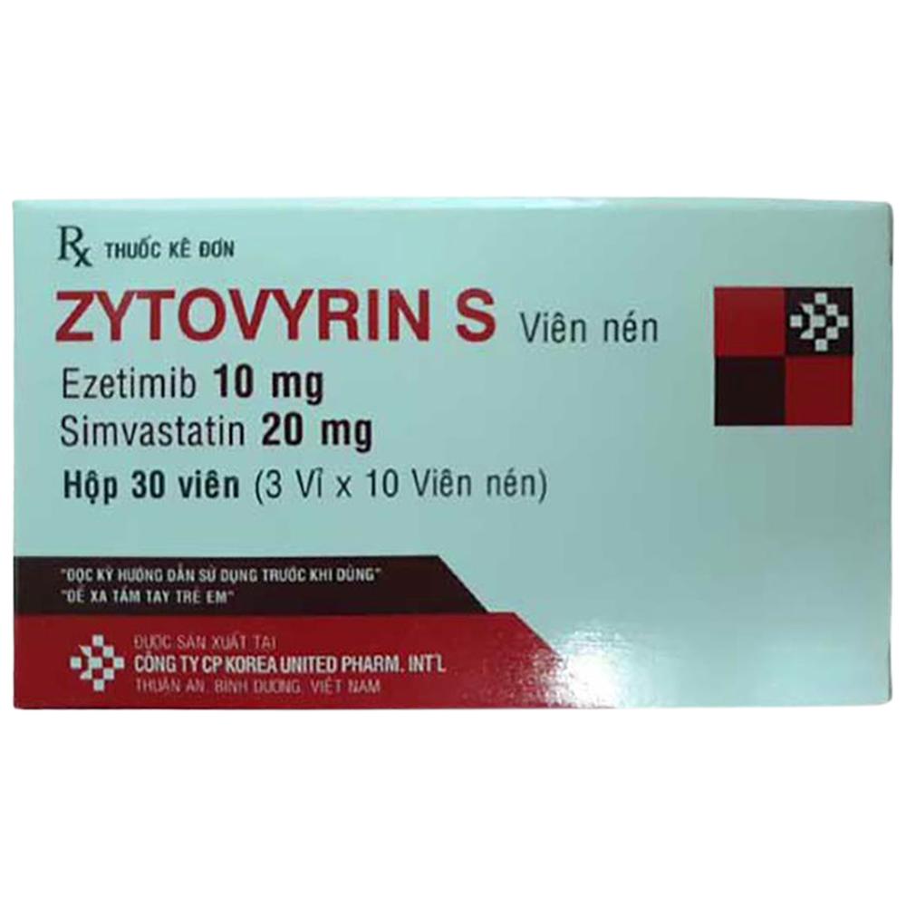 Thuốc Zytovyrin S United điều trị tăng cholesterol máu (3 vỉ x 10 viên)