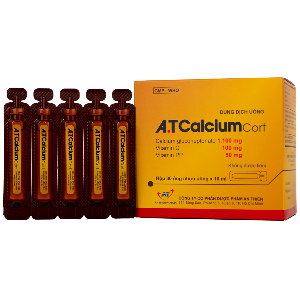 Dung dịch uống A.T Calcium Cort An Thiên bổ sung vitamin và khoáng chất cho cơ thể (30 ống x 10ml)